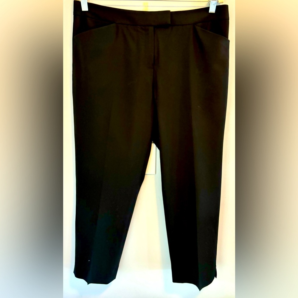 Lafayette 148 Irving Sz 10 Straight Leg Trouser Pants Stretch Virgin Wool Black